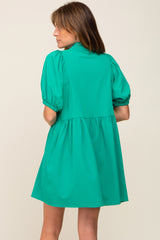 Green Button Down Mini Dress