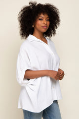 White Gauze Double Layered Button Up Top
