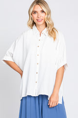 White Gauze Double Layered Button Up Top