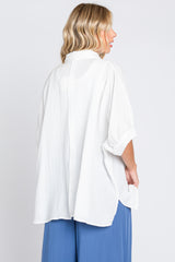 White Gauze Double Layered Button Up Top