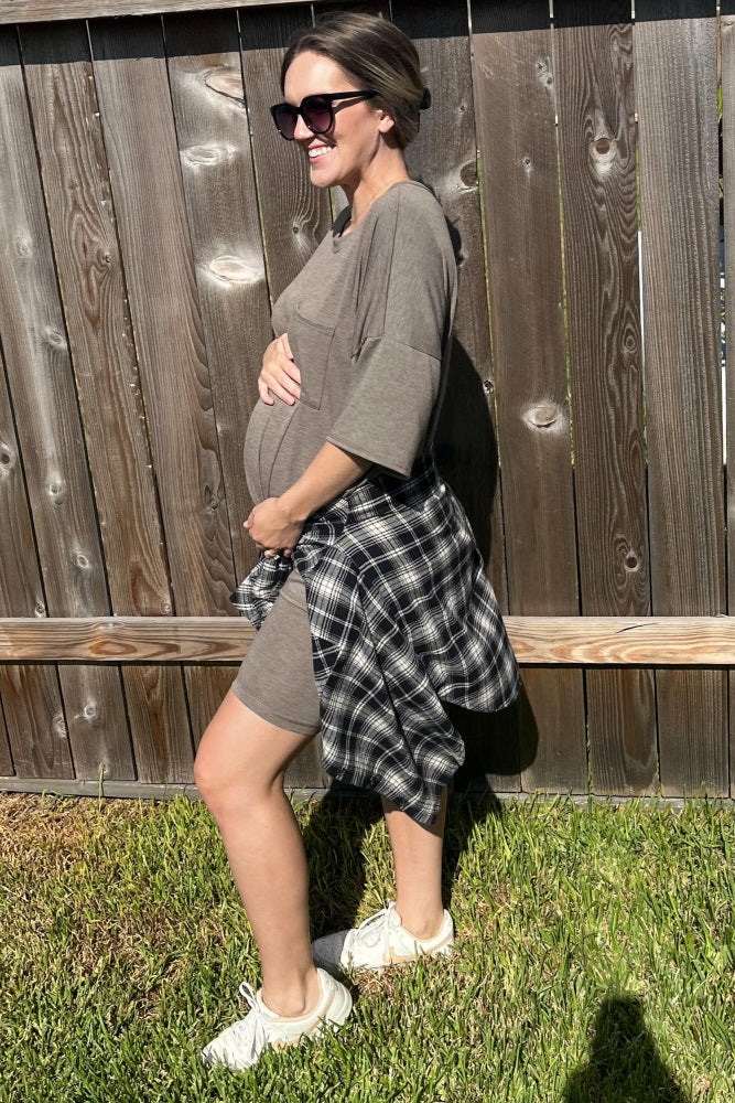 Mocha Biker Short Maternity Sleep Set