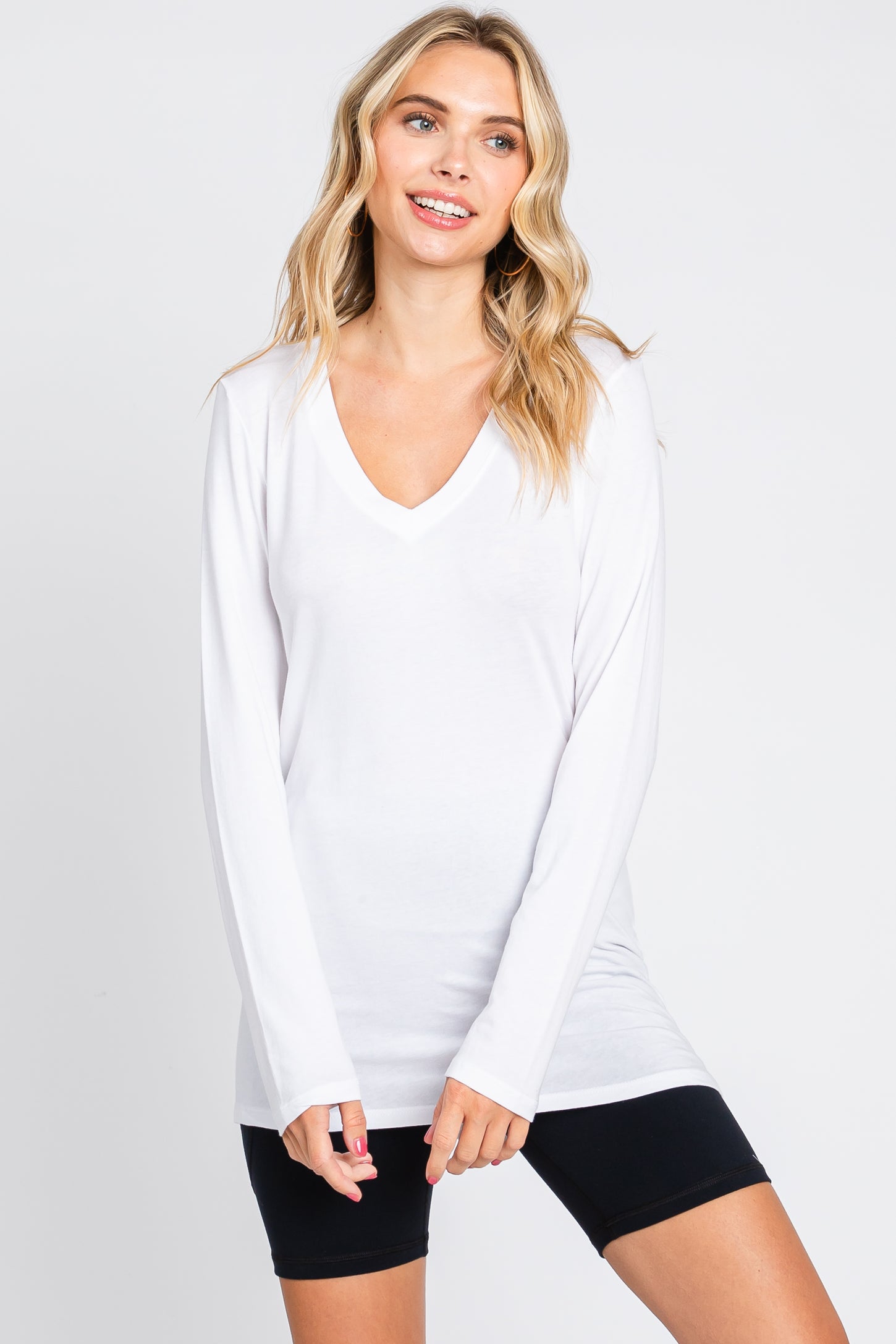 White Fitted Long Sleeve Top