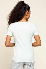 Mint Ribbed V-Neck Top