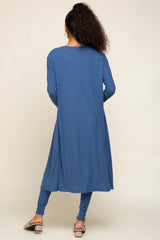 Blue Ribbed Maternity Set