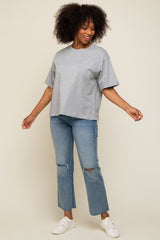 Heather Grey Basic Rolled Short Sleeve T-Shirt