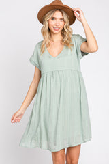 Mint Striped Pocketed Maternity Dress