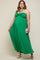 Green Front Knot Halter Maternity Plus Maxi Dress
