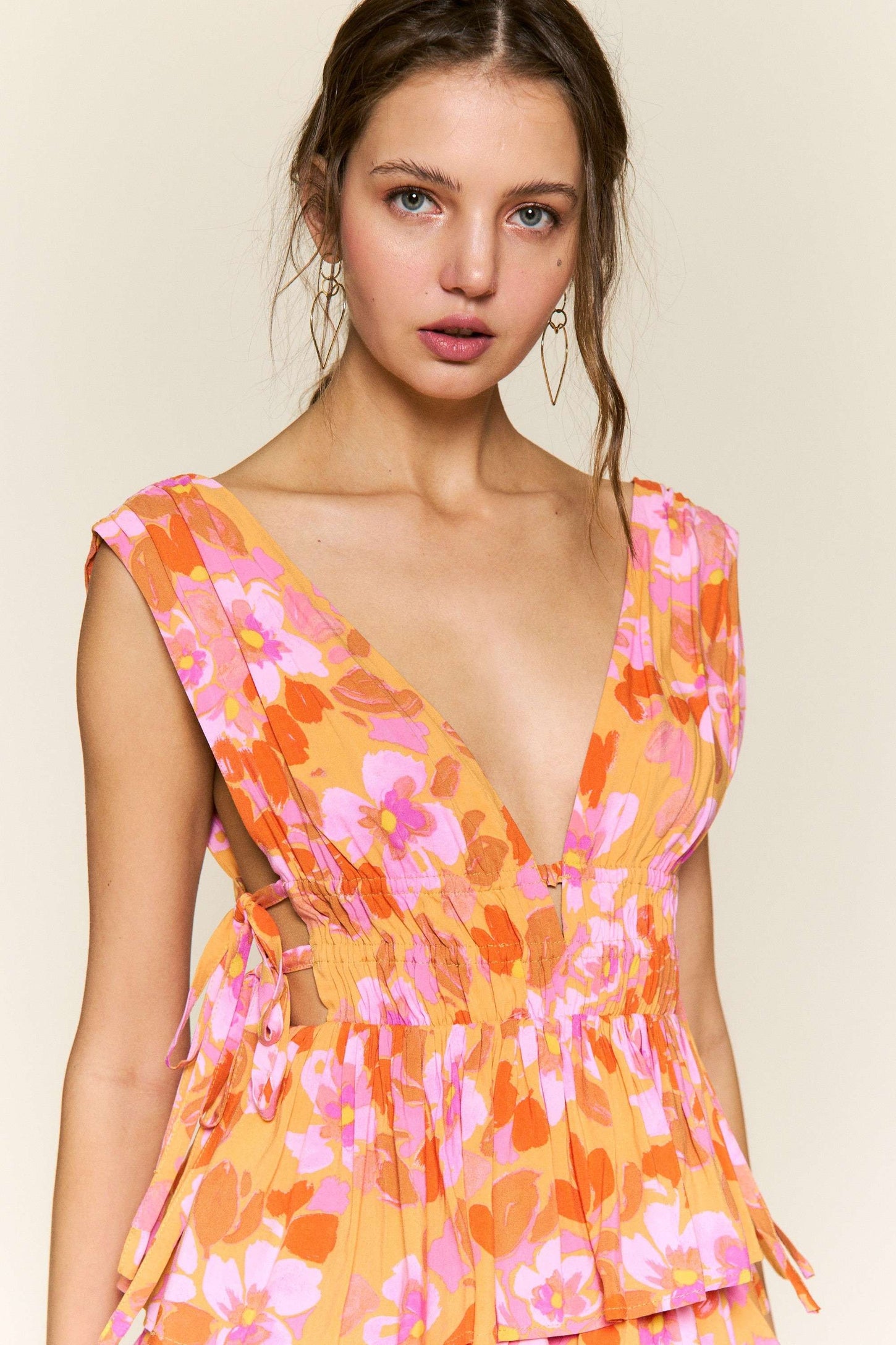 Orange Floral Mini Dress