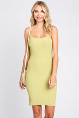 Lime Ribbed Double Strap Maternity Dress