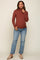 Camel Ribbed Fitted Long Sleeve Maternity Top