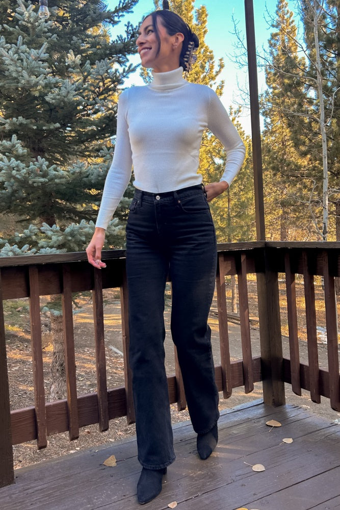 Cream Ribbed Fitted Long Sleeve Maternity Top