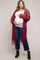 Burgundy Crochet Fringe Hem Maternity Plus Cardigan
