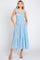 Light Blue Floral Sleeveless Smocked Ruffle Midi Dress