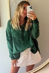 Forest Green Lightweight Button Front Tunic Top
