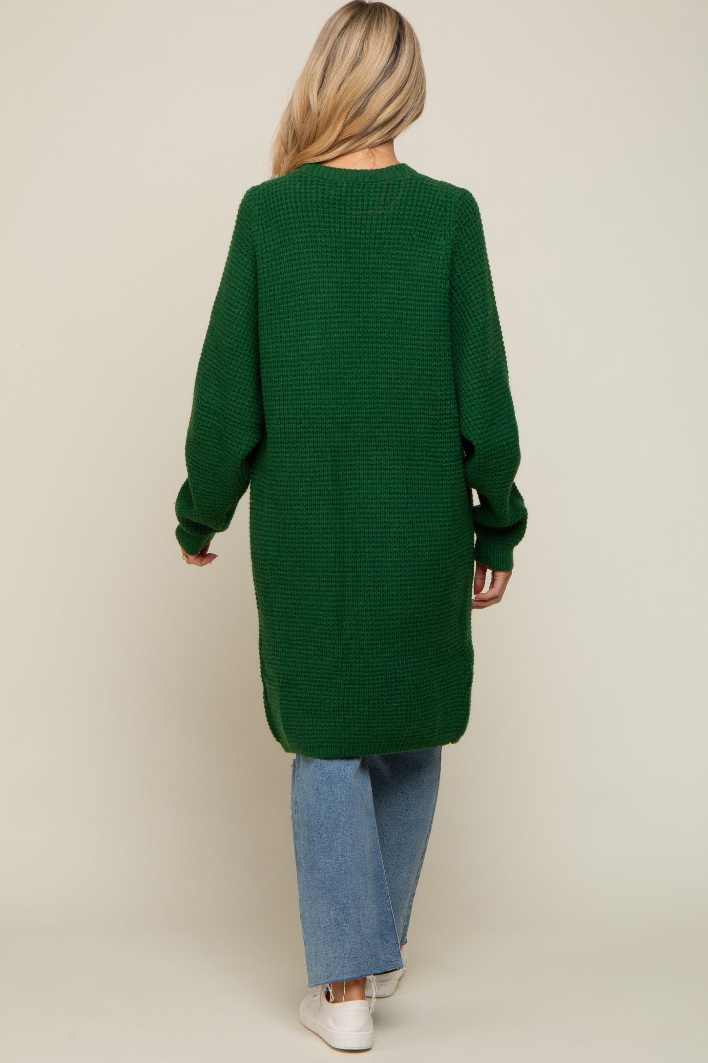 Forest Green Chunky Waffle Knit Maternity Cardigan