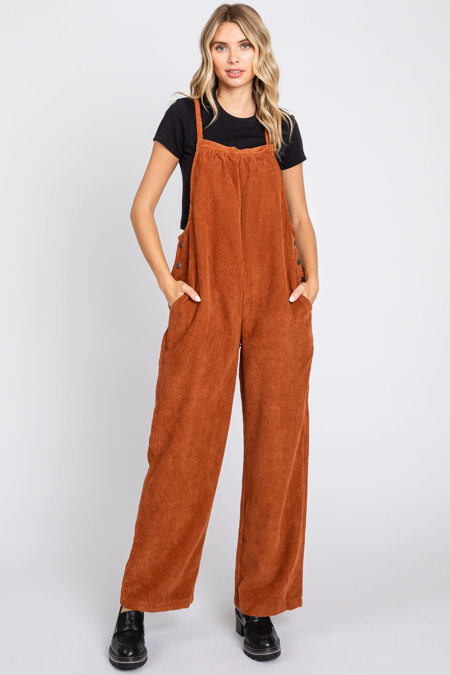 Rust Corduroy Wide Leg Maternity Overalls