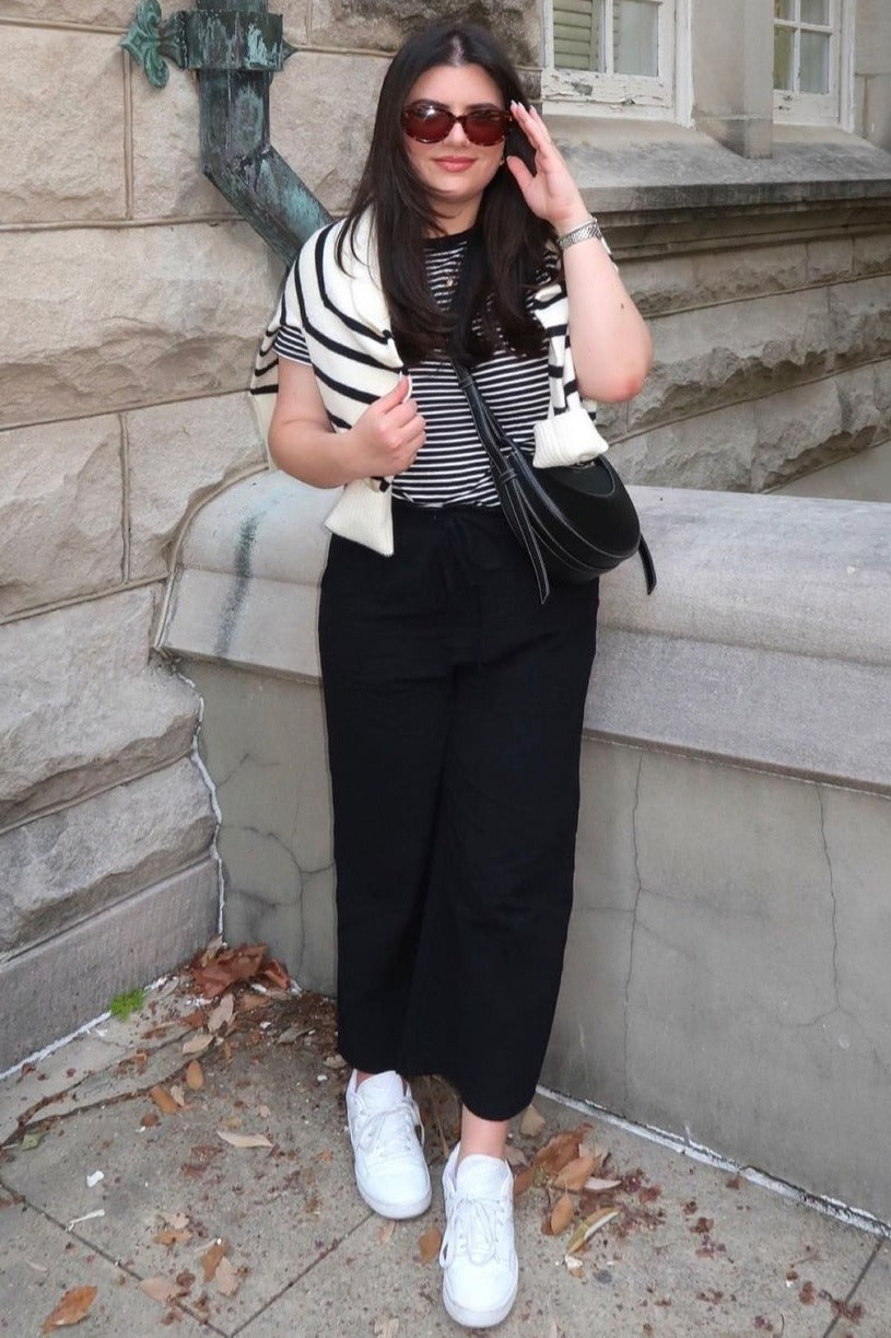 Ivory Striped Half Zip Sweater