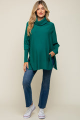 Forest Green Cowl Neck Dolman Sleeve Maternity Sweater