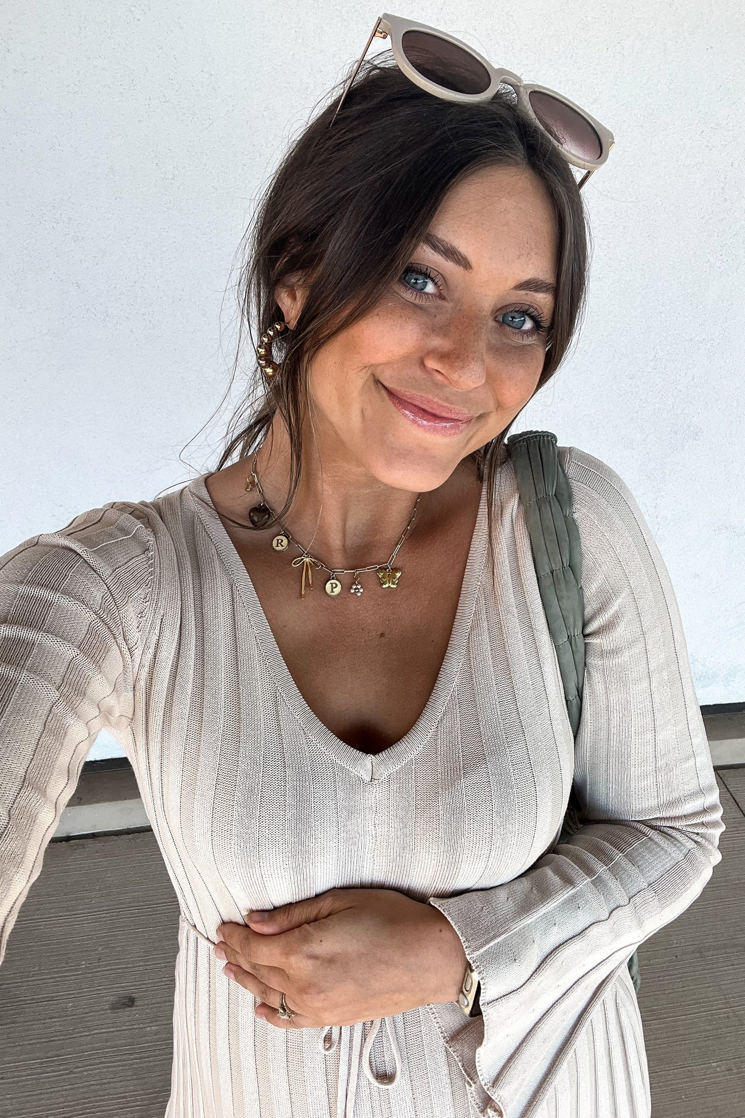 Taupe Ribbed Maternity Knit Maxi Dress