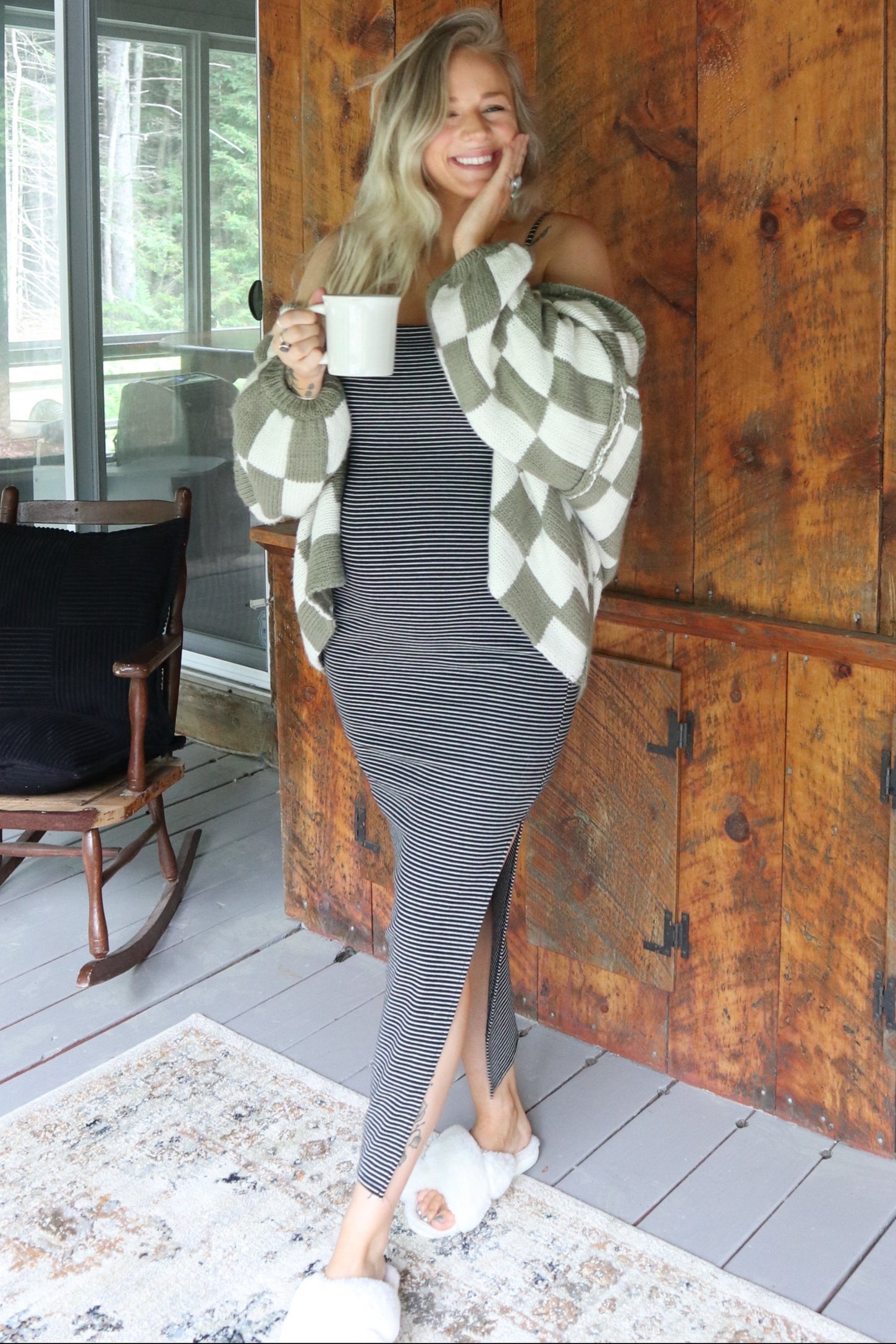 Black Striped Sleeveless Fitted Maxi Dress