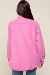 Pink Corduroy Sherpa Lined Maternity Shacket