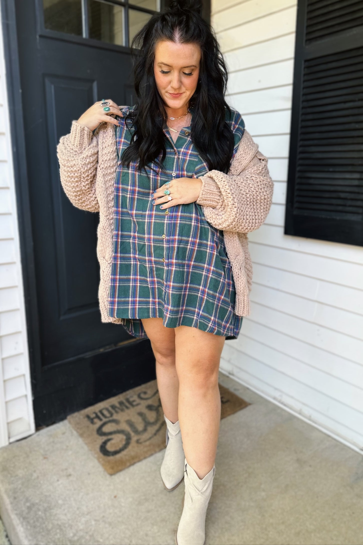 Beige Chunky Knit Maternity Cardigan