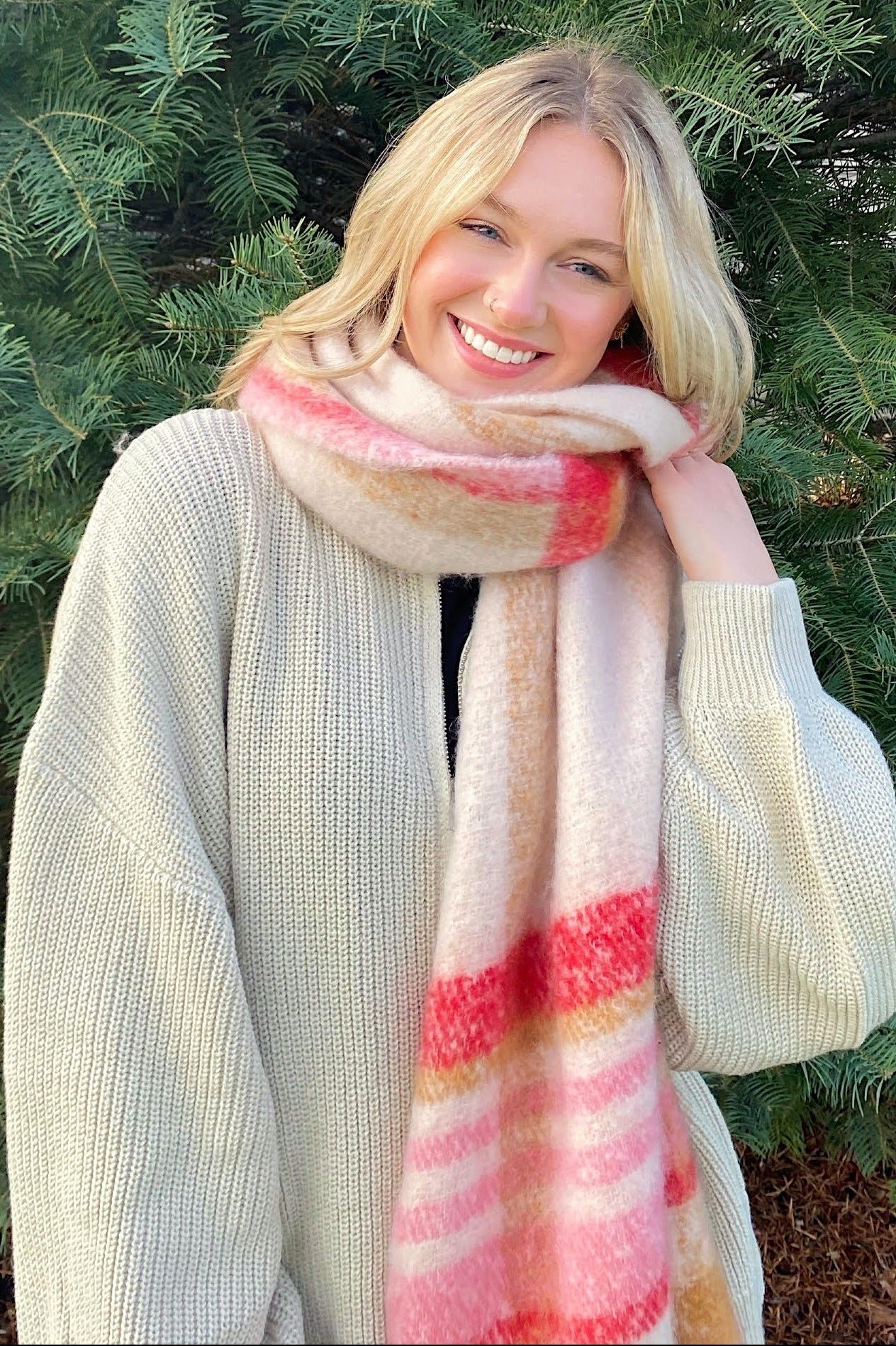 Taupe Oversized Zip Up Cardigan