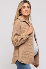 Taupe Quilted Maternity Jacket