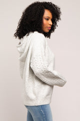 Grey Mixed Knit Hooded Sweater