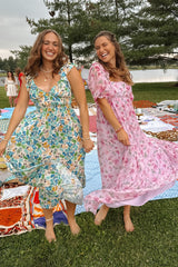 Blue Flower Midi Dress