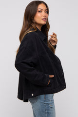 Black Basic Maternity Denim Jacket