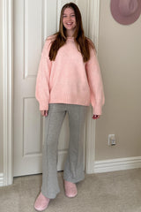 Heather Grey Faux Fur Lined Flare Lounge Pants