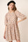 Dusty Blush Flower Print Balloon Sleeve Babydoll Mini Dress