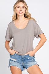 Taupe Scoop Neck Basic Maternity Tee