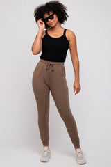 Mocha Ultra Soft Knit Drawstring Joggers