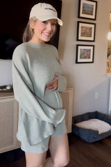 Sage Sweater and Short Maternity Set