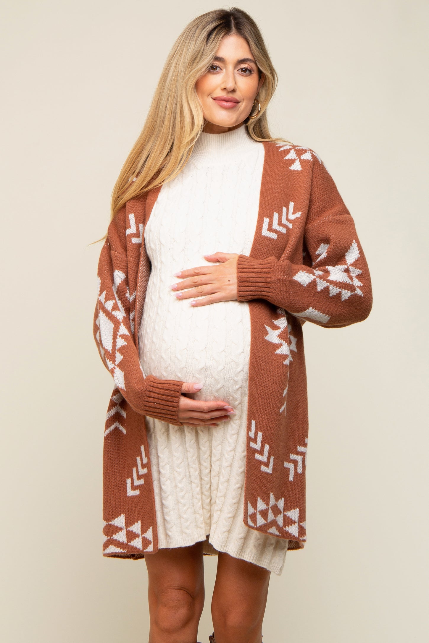 Rust Print Maternity Cardigan