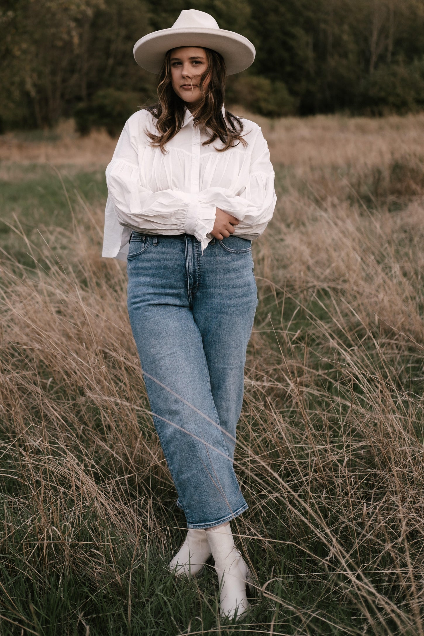 Off White Button Down Babydoll Top