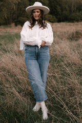 Off White Button Down Babydoll Top