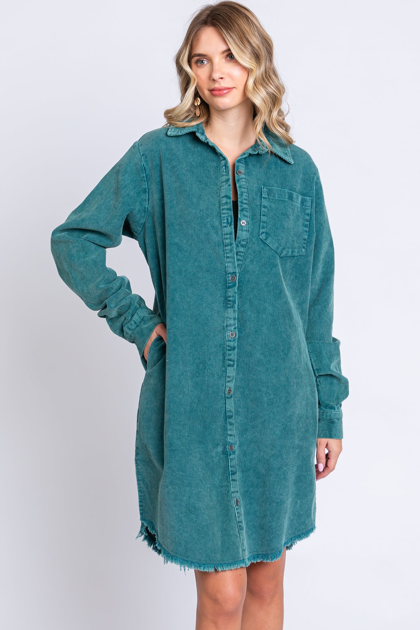 Jade Corduroy Button Down Collared Dress