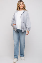 Heather Grey Zipper Hooded Jacket