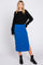Royal Blue Soft Knit Ribbed Side Slit Midi Skirt