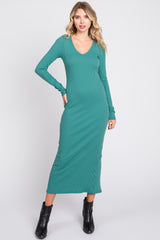 Jade Ribbed Long Sleeve Maternity Maxi Dress