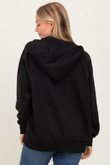 Black Front Zipper Hooded Sweater