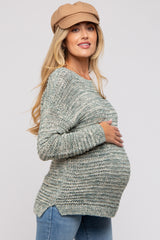 Light Olive Open Weave Maternity Sweater
