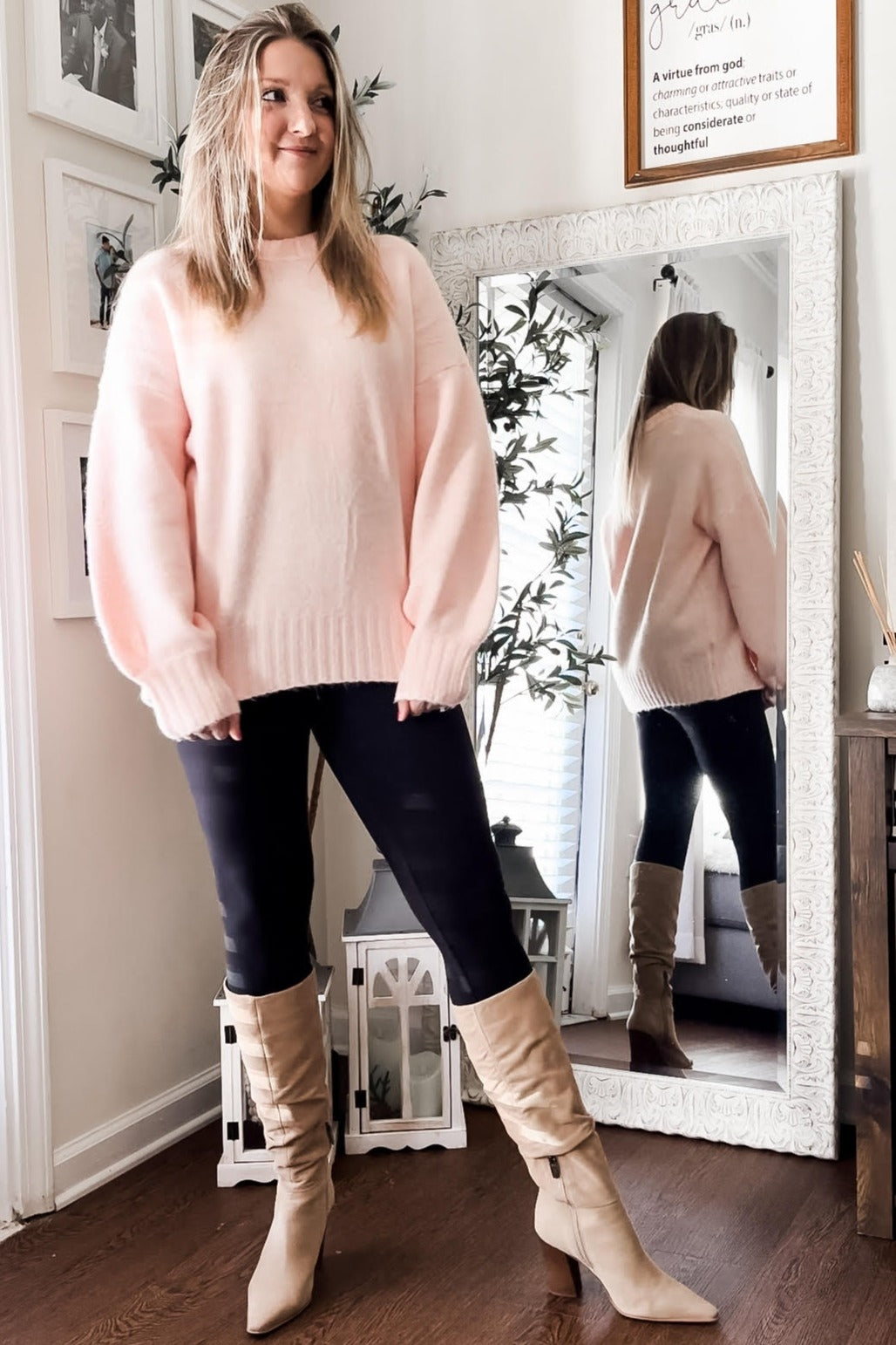 Pink Ribbed Cuff Sweater