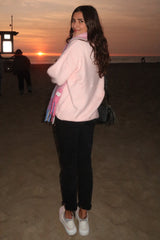 Pink Ribbed Cuff Sweater