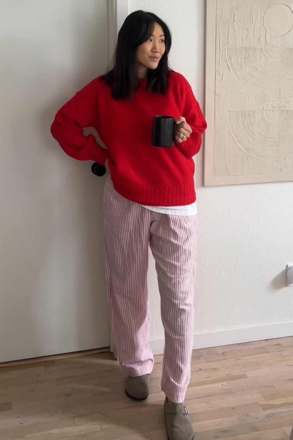 Red Ribbed Cuff Sweater