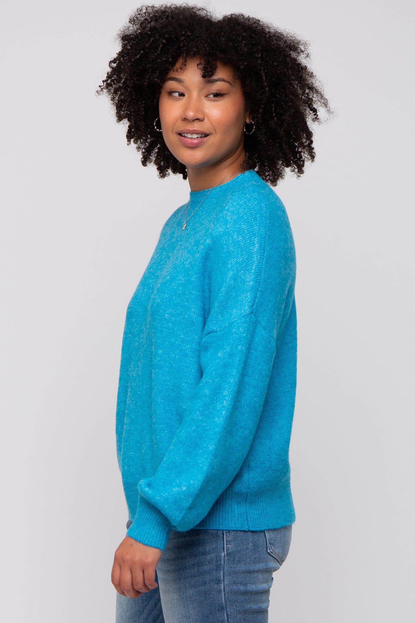 Blue Bubble Sleeve Sweater