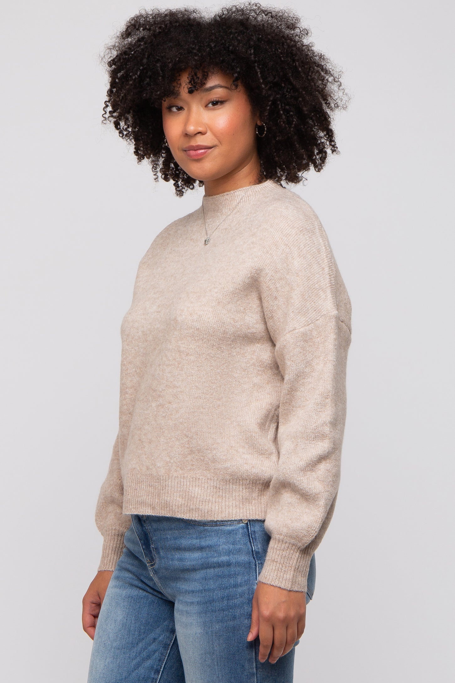 Taupe Bubble Sleeve Sweater